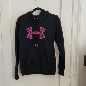 Under Armour Black Hoodie with Vibrant Pink Emblem